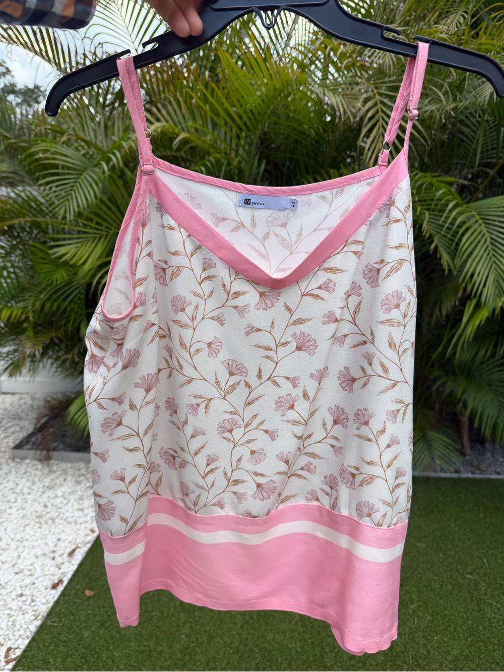 Floral Lounge Set Cami Wide Leg Pants Resort Co-ord Pink, size S-M, NWOT - Picture 7 of 7